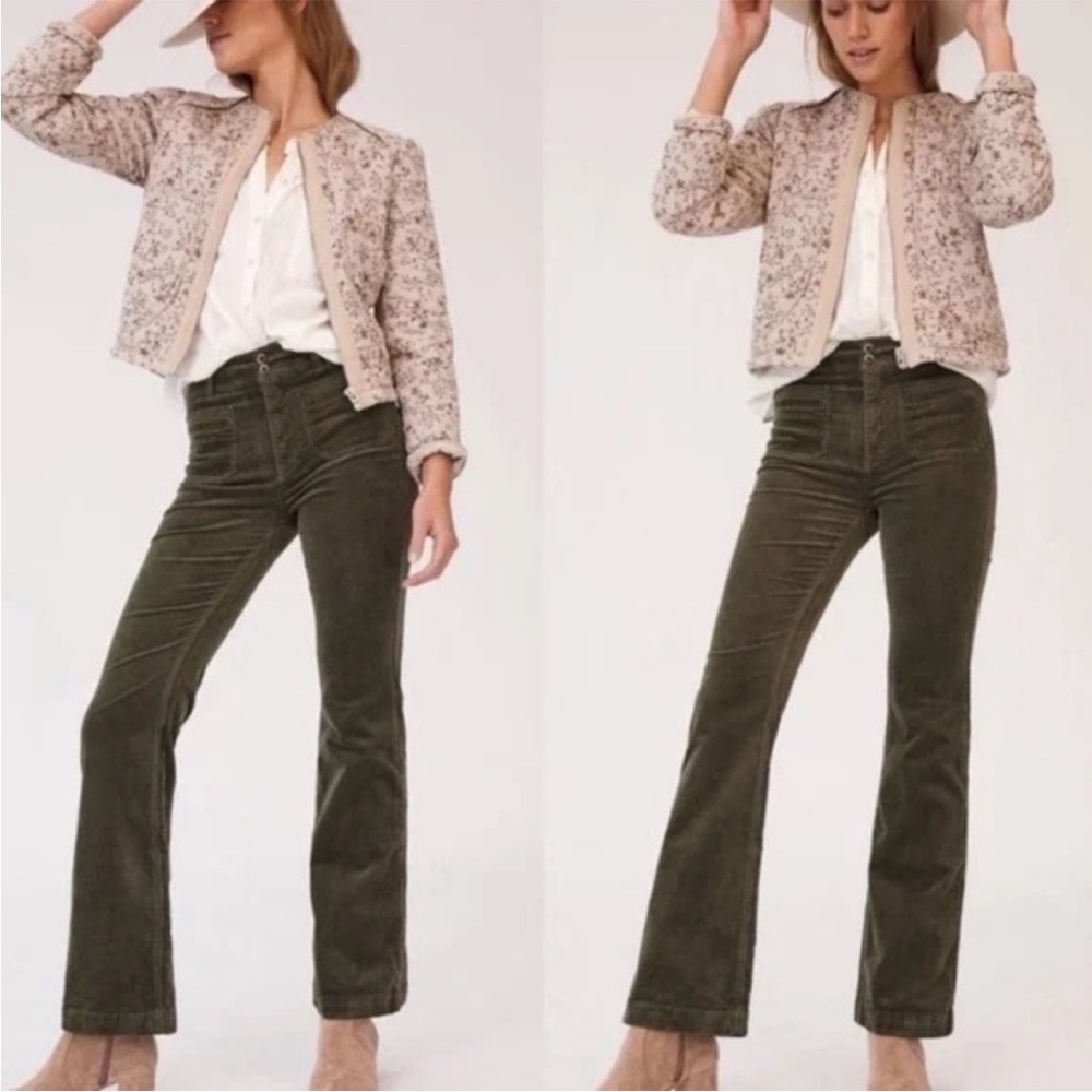 Anthropologie Pilcro‎ Trouser Bootcut Pants Corduroy Olive Green Women Sz 28
